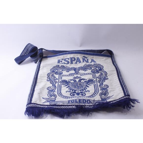 Toledo Espana, Crossbody Bag, Spain, White-Blue, Coat of Arms, Souvenir, - Picture 1 of 5